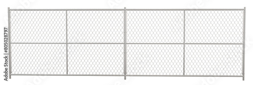 3D illustration features a classic metal wire fence (chain link) isolated on a transparent background. Ideal for showcasing secure perimeters in design projects.