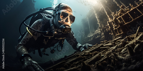 Divers man diving suit goggles submerged deep jack resident evil depicted iridescence elemental exploration trips 