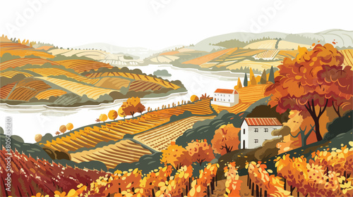 Douro river valley with vineyards in Portugal.