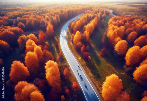 'empty park Beautiful Top autumn Highway trees leaves beautiful sunset view road flying rural orange drone road Aerial Nature red landscape view forest Road Autumn View Top Car Aerial Forest Drone'