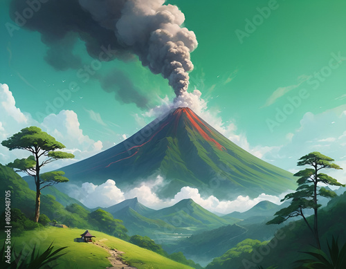 volcano in the clouds