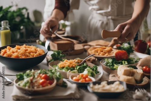 healthy lunch preparing sandwich food tasty diet snack delicious cutting nutrient breakfast vitamin box bread nourishment work meal apple drink vegetarian wheaten health juice cooking tomatoes orange'