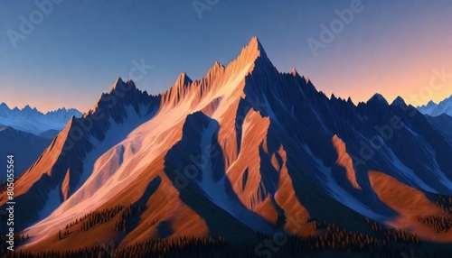 3d model Serene mountain range at sunset majestic (12)