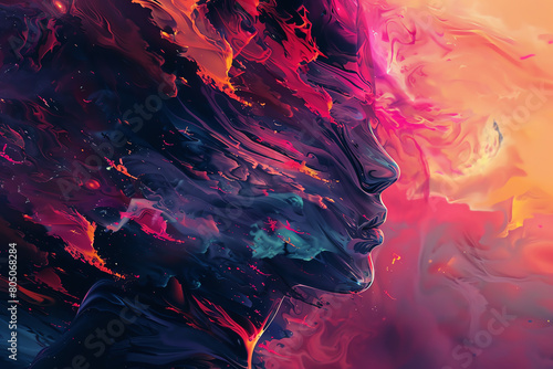Unleash your vision with a side view abstract artwork in surrealistic style, utilizing unexpected camera angles to captivate Experiment with digital glitch art techniques for a truly unique and mesmer