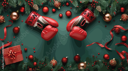 Composition with boxing gloves Christmas gift and dec