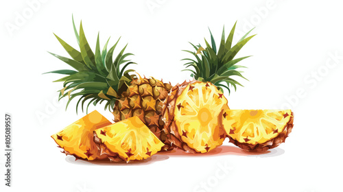 Delicious pineapples on white background Vector style