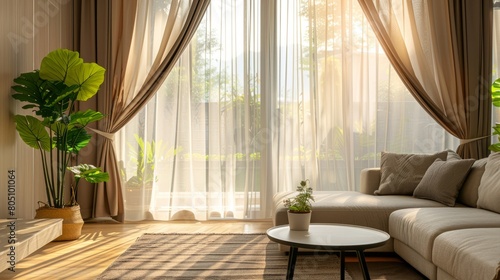 Curtain Window Interior Decoration Embellishes the Living Room, Adding Layers of Texture and Visual Interest for a Space Filled with Personality and Panache