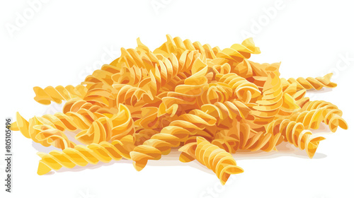 Heap of raw fusilli pasta on white background Vector