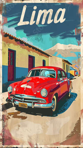 Lima Peru retro poster