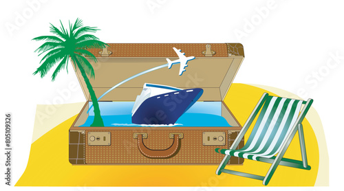 Ferien und Reisen mit Reisegepäck, illustration