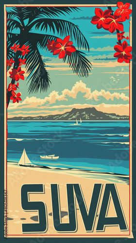 Suva Fiji retro poster