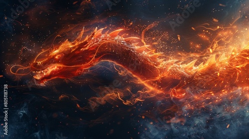 A dragon tattoo, its fiery breath curling around the body, creating a striking and dynamic design 8K , high-resolution, ultra HD,up32K HD