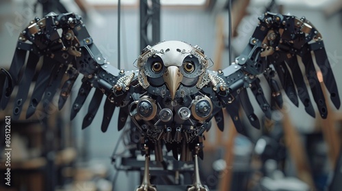 With wings that move with precision and grace, a mechanical bird is a stunning example of artistry and engineering 8K , high-resolution, ultra HD,up32K HD