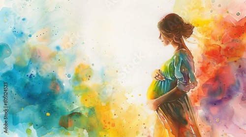 With each brushstroke, the watercolor brings to life the miracle of pregnancy, depicting the beauty and wonder of creation in vibrant hues.