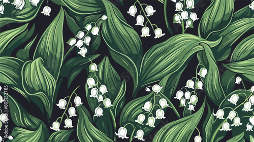 Lilly of the valley - seamless pattern. Hand drawn illustration