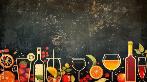 Food and Drink Stylish: An illustration of food and drink arranged in a stylish manner