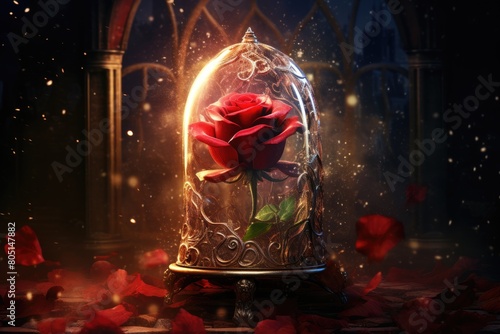 Enchanted Rose Countdown: A magical rose with petals falling to mark the countdown to a romantic event.