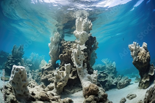 Coral Reef Countdown: Coral formations in an underwater reef counting down to the awakening of a sea deity.