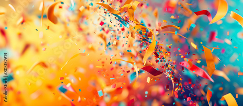 Vibrant Explosion of Confetti in Dynamic Motion.