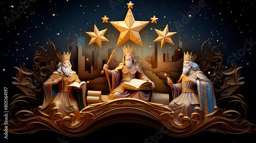 The Three Magi King of Orient Epiphany Celebration The Three Wise Men Illustration Melchior Caspar and Balthasar
