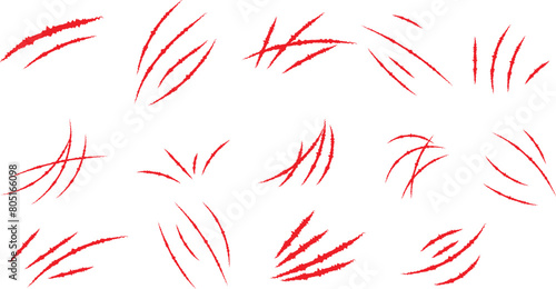 Animals claw scratches icons set. Claw scratches collection. Realistic illustration with black animals claw set. Grange scratches. Set of claws. Wild animals concept. Vector graphic.eps10