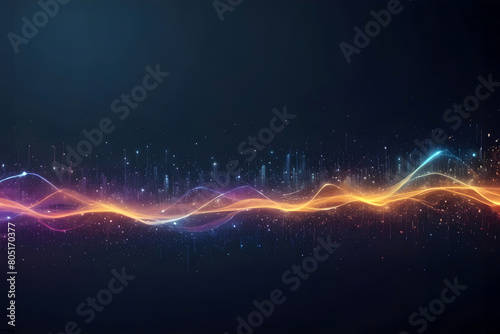 Future technology wave particle background, technology particle line concept illustration PPT background