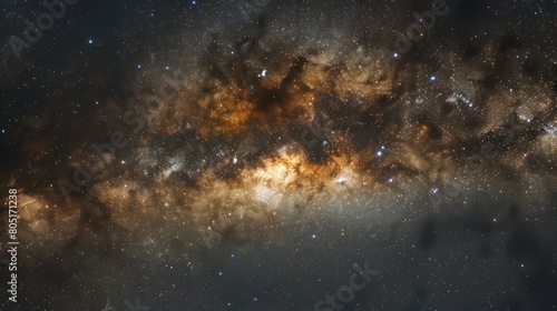 Close-up of Milky way galaxy with stars and space dust in the universe, with grain