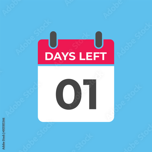1 days to go countdown template. 1 day Countdown left days banner design. 1 Days left countdown timer 