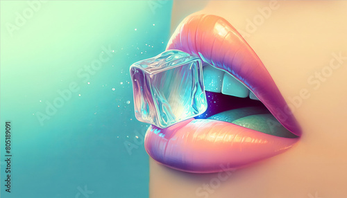 A woman's mouth is filled with ice, and the image is a colorful, vibrant representation of the beauty of the human mouth