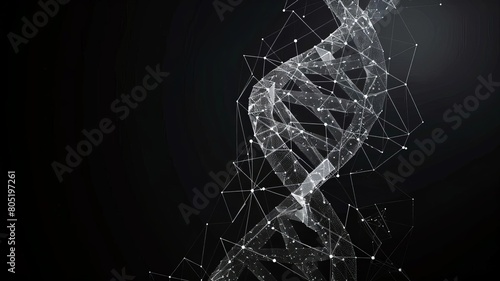 Create a low-poly infographic explaining the structure of DNA, including the double helix, nucleotides, and base pairs,