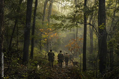 Thrilling Scene from the Tennessee Hunting Season in a Lush Autumn Forest