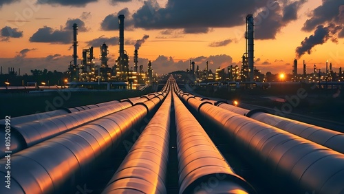 Operating Oil and Gas Pipeline for Refining and Transportation. Concept Oil and Gas Operations, Pipeline Refining, Transmission Logistics, Resource Management