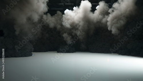 Billowing Smoke Engulfs an Empty Stage Portraying Lack of Creativity or Ideas