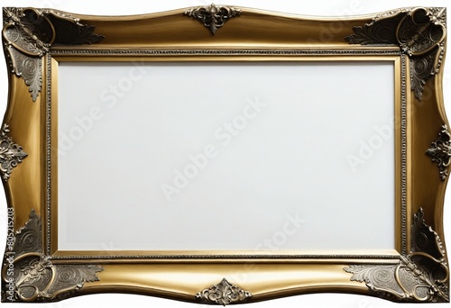 antique painting space band wooden art isolated ancient frame dec picture aged frame background golden frame white horizontal adorned decorated white carve on carved copy frame ornamented bordering