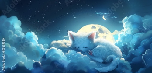  Delightful scenes of tiny animals dozing off in a dreamy pastel sky adorned with a gentle crescent moon. 