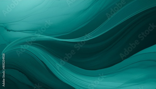 abstract watercolor paint background dark turquoise gradient color with fluid curve lines
