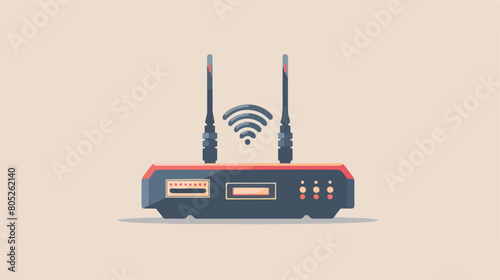 WiFi router with antenna and network cables on light