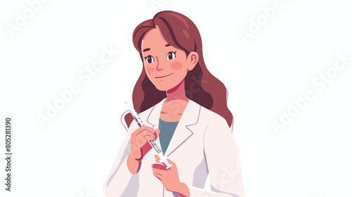 Woman with diabetes using lancet pen on white background