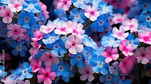 wild blue and pink flowers