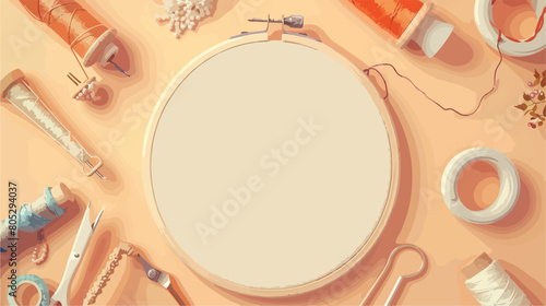 Wooden embroidery hoop with canvas and sewing supplier