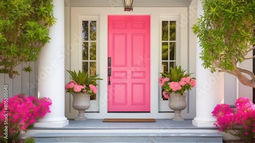 bold pink front door