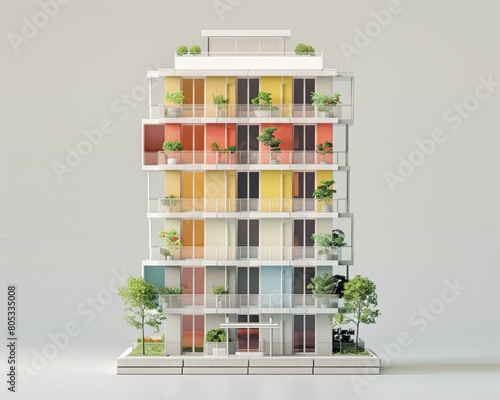 Small replica of a multi-hued residential building