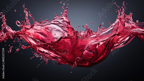 A Red Wine Splashing on Dark Blurry Background-Liquid Flowing Isolated Backdrop