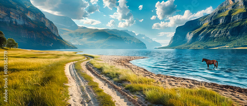 Serene Fjord Landscape in Norway: Scenic Views of Coastal Villages and Reflective Waters