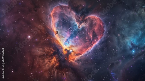 large heart-shaped nebula in space with real colors in high resolution and high quality. space concept, astronomy