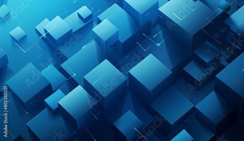 Crisp 3D cubes are neatly organized in a vast array, emitting a cool blue glow against a dark background, emanating a sense of structure and digital space