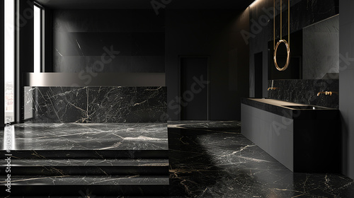 Midnight black marble with subtle hints of silver, embodying understated luxury.