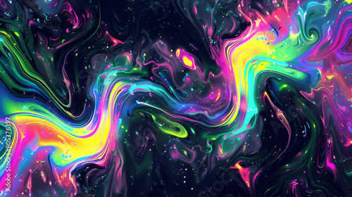 fondo abstracto en movimiento con ondas plantilla para diseño colores neon brillantes y vibrantes fondo negro contraste
