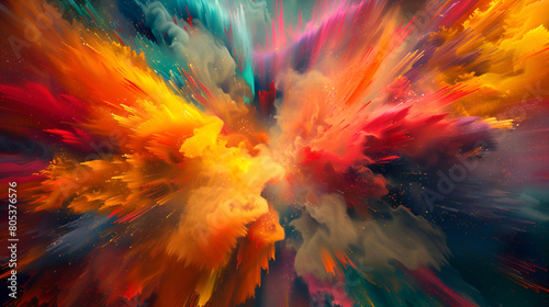 explosión de color con pintura y efecto polvo animación colorida y efecto de salpicar