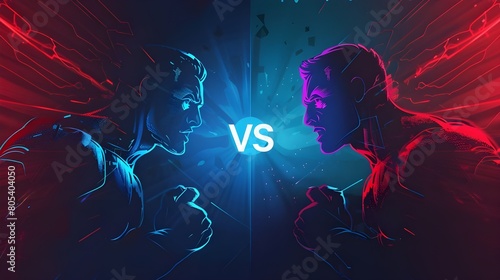 red and blue versus vs battle banner for esport tournament 